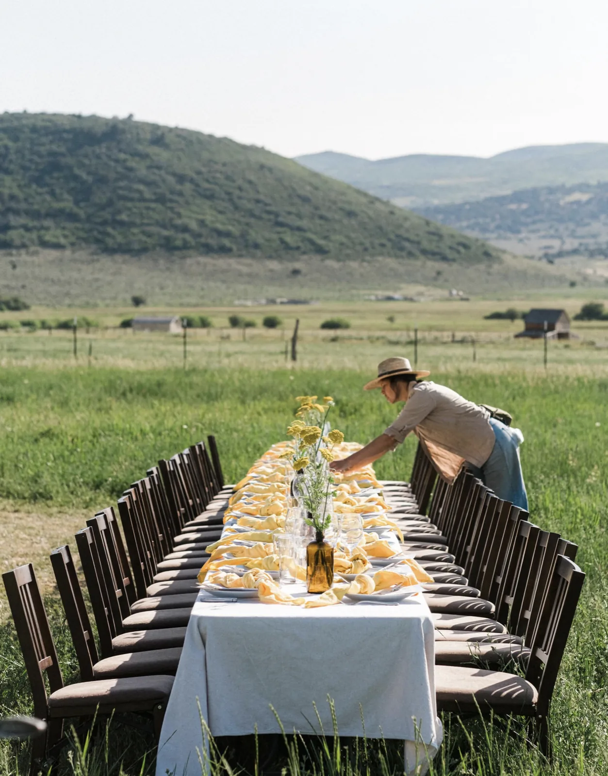 A table set in the landscape